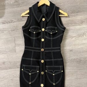 Balmain Black Denim Dress Size 36 FR